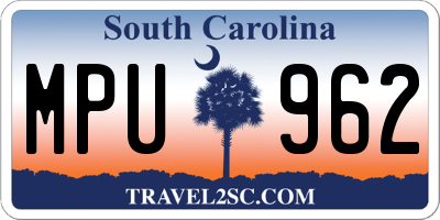 SC license plate MPU962