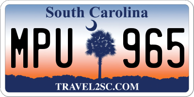 SC license plate MPU965