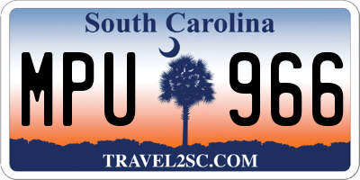SC license plate MPU966