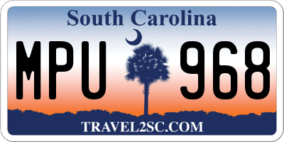 SC license plate MPU968