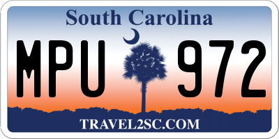 SC license plate MPU972