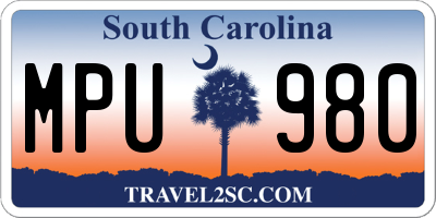 SC license plate MPU980