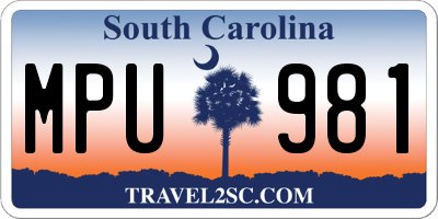 SC license plate MPU981