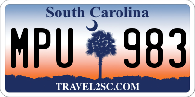 SC license plate MPU983