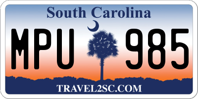 SC license plate MPU985