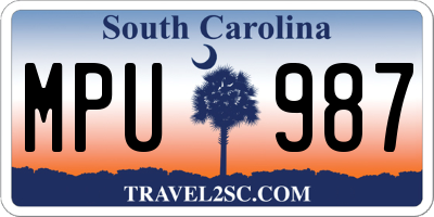 SC license plate MPU987