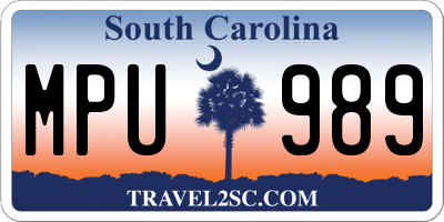 SC license plate MPU989