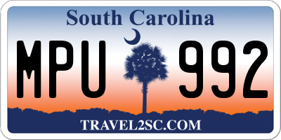 SC license plate MPU992