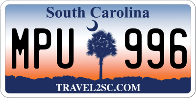 SC license plate MPU996