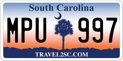 SC license plate MPU997
