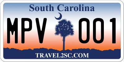 SC license plate MPV001
