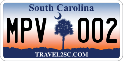 SC license plate MPV002