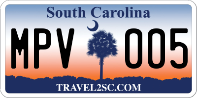 SC license plate MPV005