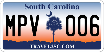 SC license plate MPV006