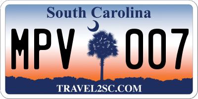 SC license plate MPV007