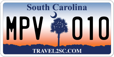 SC license plate MPV010