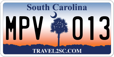 SC license plate MPV013