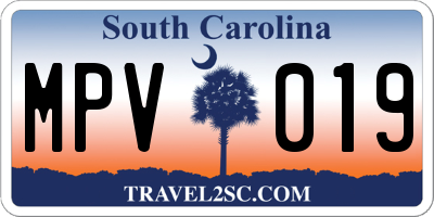 SC license plate MPV019