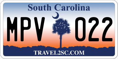 SC license plate MPV022
