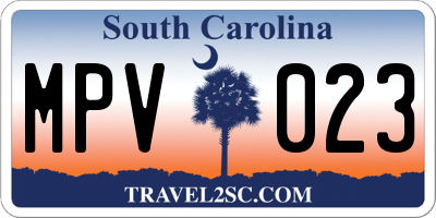 SC license plate MPV023