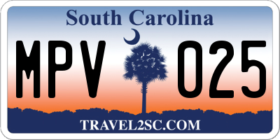 SC license plate MPV025