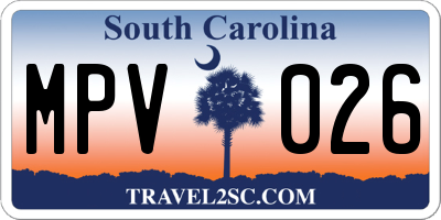 SC license plate MPV026