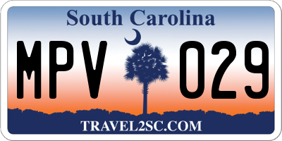 SC license plate MPV029