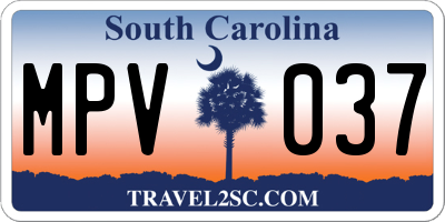 SC license plate MPV037
