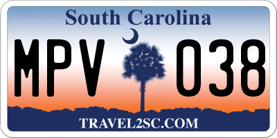 SC license plate MPV038