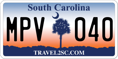 SC license plate MPV040