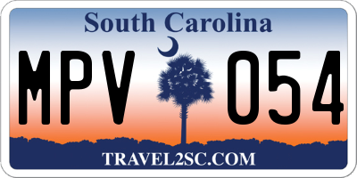 SC license plate MPV054