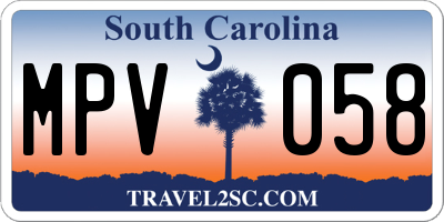 SC license plate MPV058