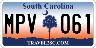 SC license plate MPV061
