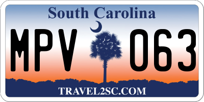 SC license plate MPV063