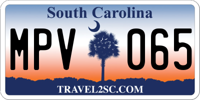 SC license plate MPV065