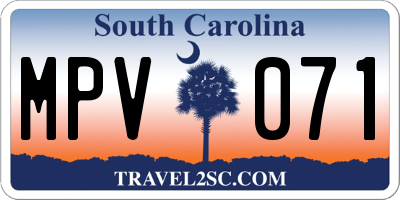 SC license plate MPV071