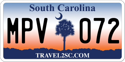 SC license plate MPV072