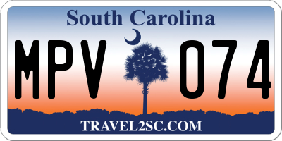 SC license plate MPV074