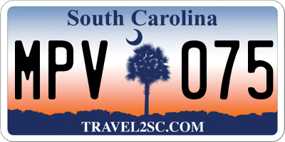 SC license plate MPV075