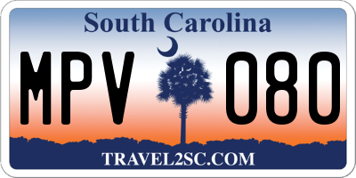 SC license plate MPV080