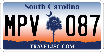 SC license plate MPV087
