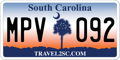 SC license plate MPV092