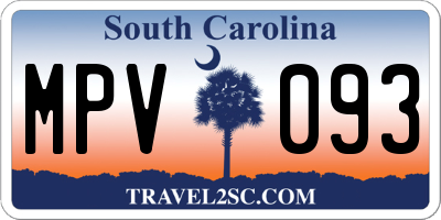 SC license plate MPV093