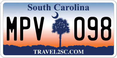 SC license plate MPV098