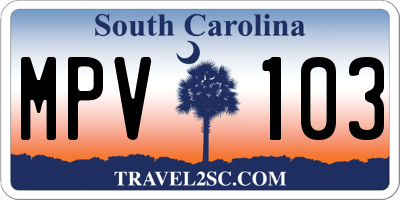 SC license plate MPV103