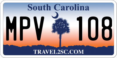 SC license plate MPV108