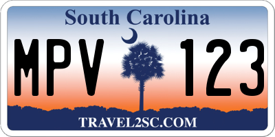 SC license plate MPV123