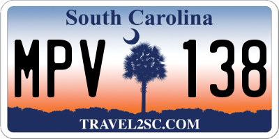 SC license plate MPV138