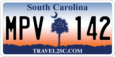 SC license plate MPV142