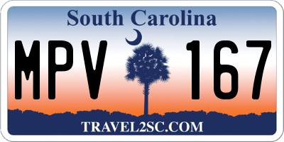 SC license plate MPV167